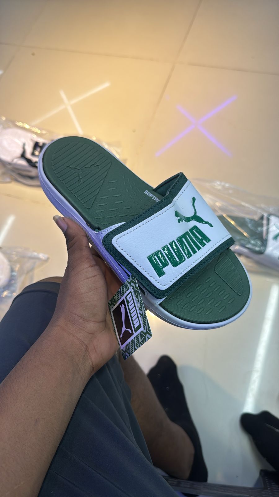 CHANCLAS PUMA CLASICA BLANCO VERDE