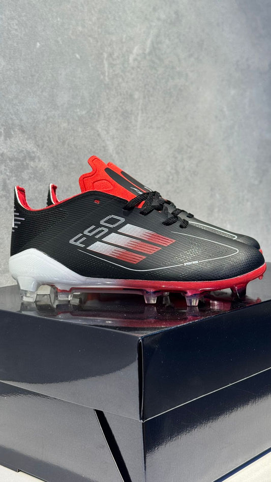 ADIDAS GUAYO F50 NIÑO NEGRO ROJO BLANCO