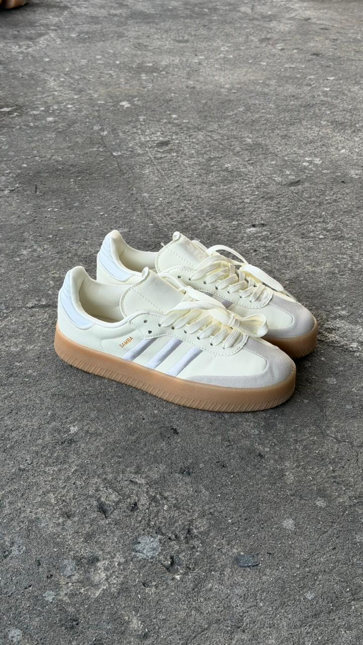 ADIDAS SAMBA PLATAFORMA BLANCO GRIS CAFE