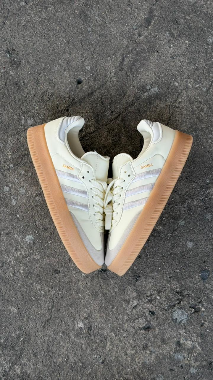 ADIDAS SAMBA PLATAFORMA BLANCO GRIS CAFE