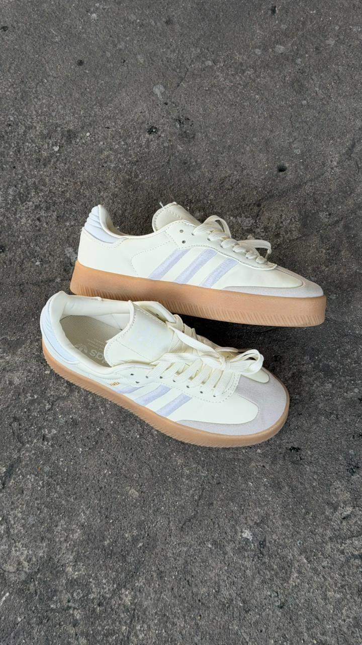 ADIDAS SAMBA PLATAFORMA BLANCO GRIS CAFE