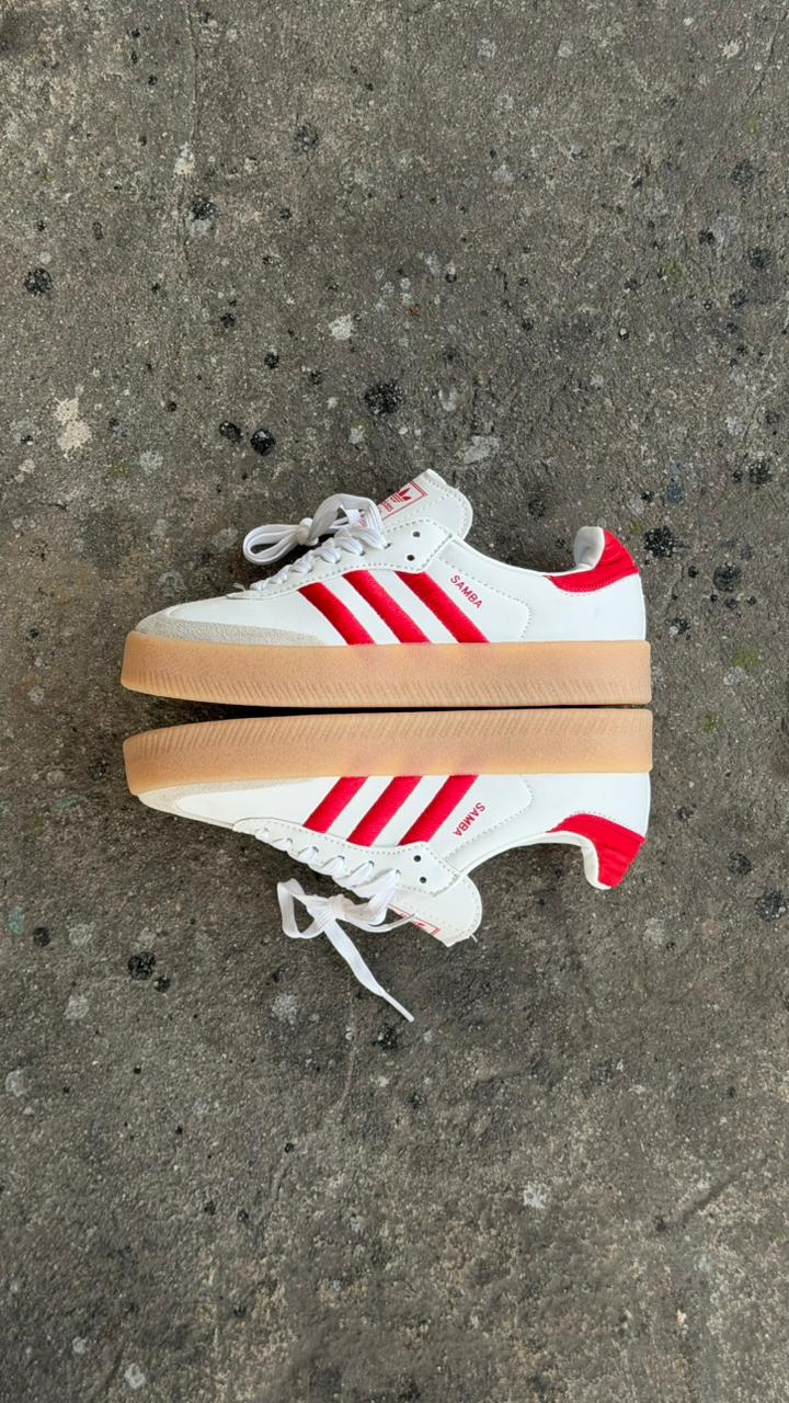 ADIDAS SAMBA PLATAFORMA BLANCO ROJO CAFE