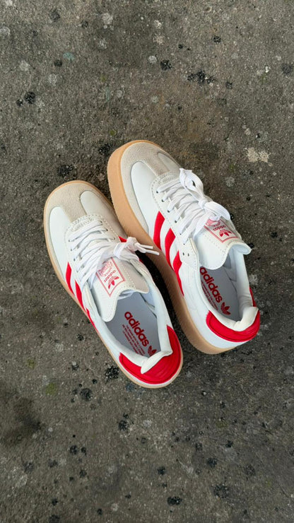 ADIDAS SAMBA PLATAFORMA BLANCO ROJO CAFE