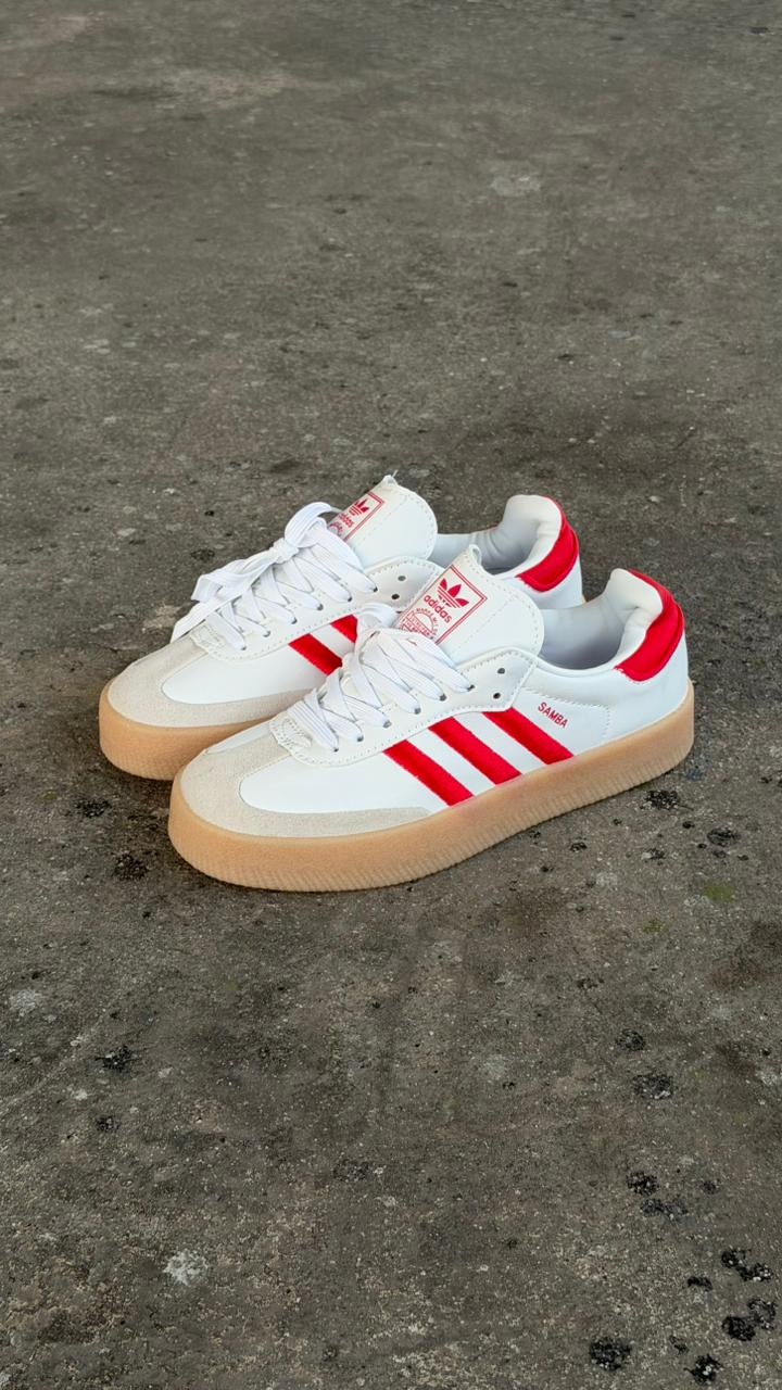 ADIDAS SAMBA PLATAFORMA BLANCO ROJO CAFE
