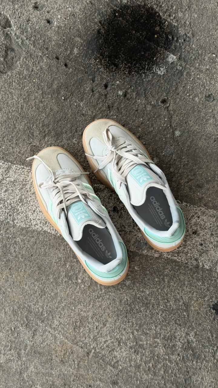 ADIDAS SAMBA PLATAFORMA BLANCO VERDE MENTA CAFE
