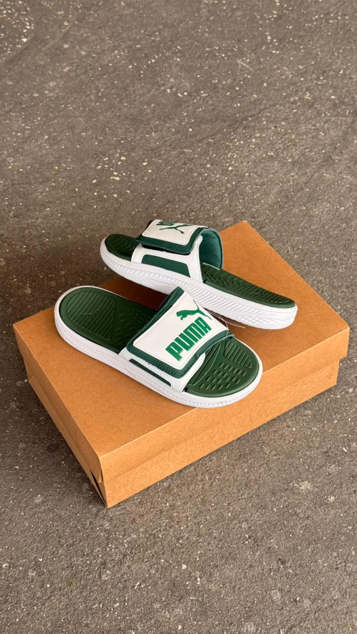CHANCLAS PUMA CLASICA BLANCO VERDE