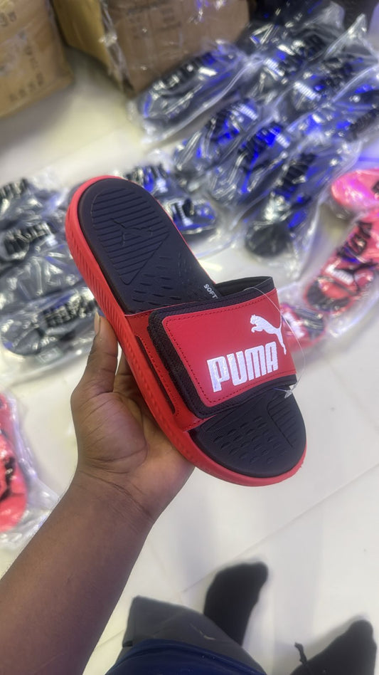 CHANCLAS PUMA CLASICA NEGRO ROJO