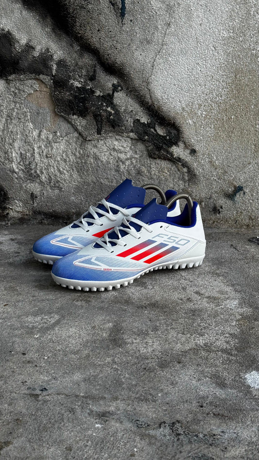 ADIDAS GUAYO SINTETICA F50 BLANCO AZUL