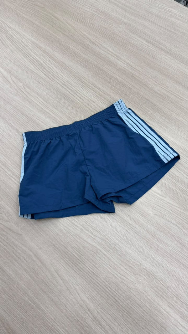 SHORT AZUL TURQUI RAYAS BLANCAS DAMA