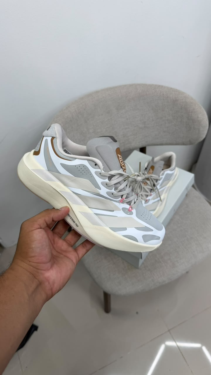 ADIDAS ADIZERO BLANCO GRIS BEIGE